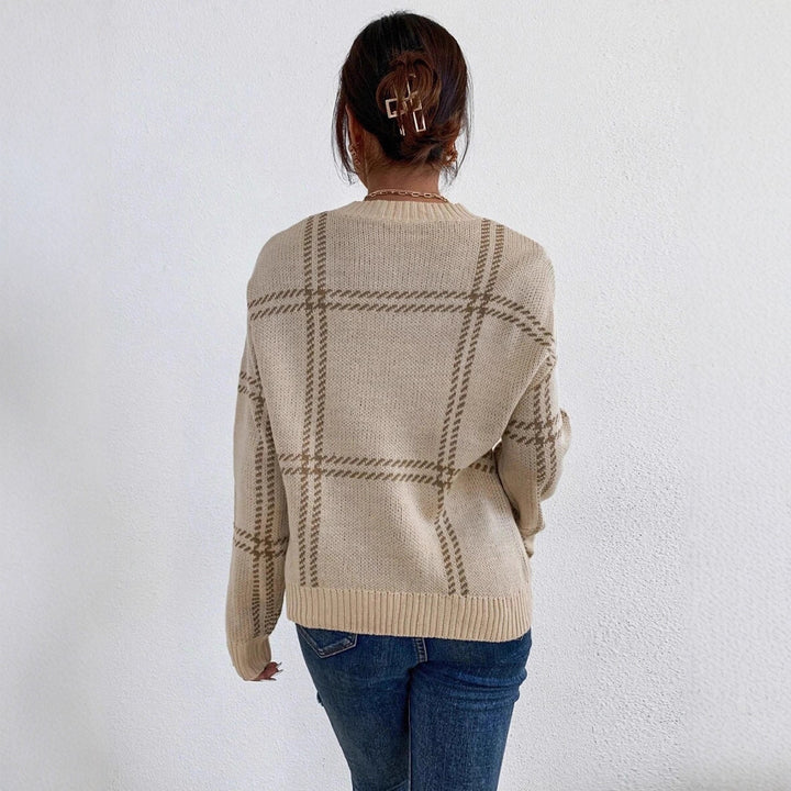 Damen lässiger Pullover mit modernem Karo-Design Drune