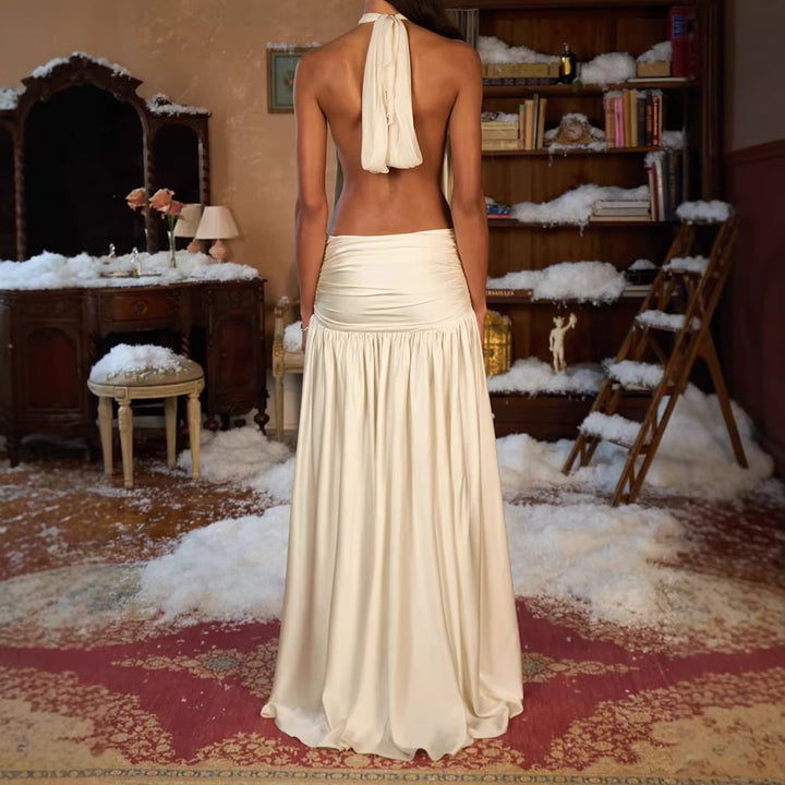 Damen Elegantes Maxikleid mit schulterfreiem Design und Rüschendetails Drune