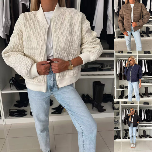 Damen Stepp-Bomberjacke mit elastischen Bündchen und modernem Reißverschluss Drune