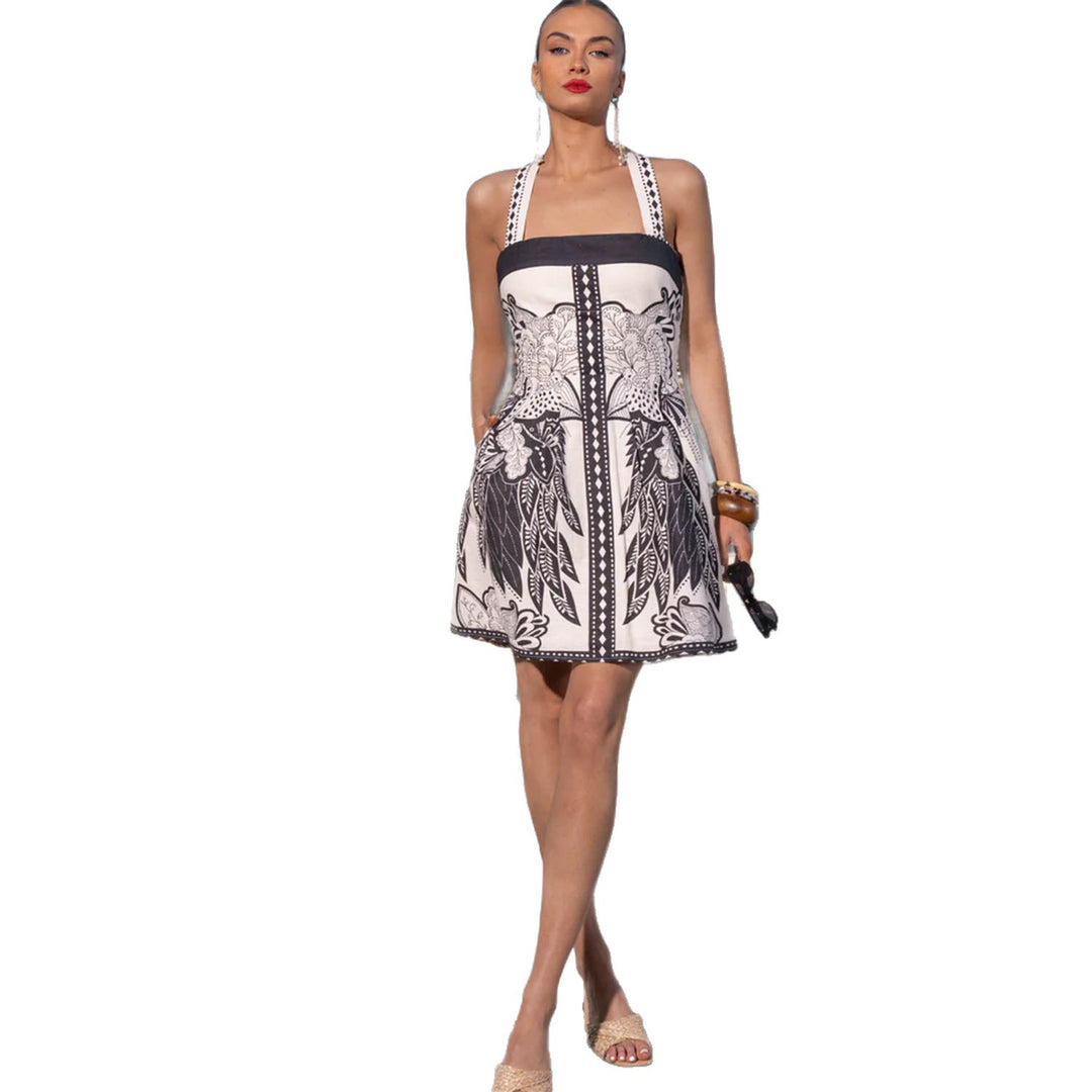 Damen Minikleid mit floralem Design und trägerloser Silhouette Drune