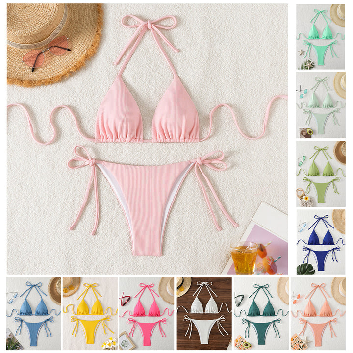 Damen Triangel-Bikini mit verstellbaren Trägern und seitlichen Bindebändern Drune