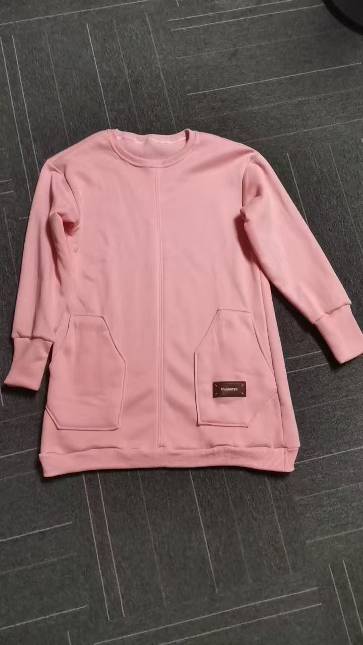 Damen Sweatshirtkleid mit praktischen Seitentaschen und modernem Design Drune