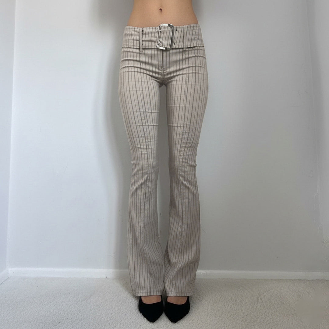Damen Flared Hose mit eleganten Streifen und tailliertem Schnitt Drune