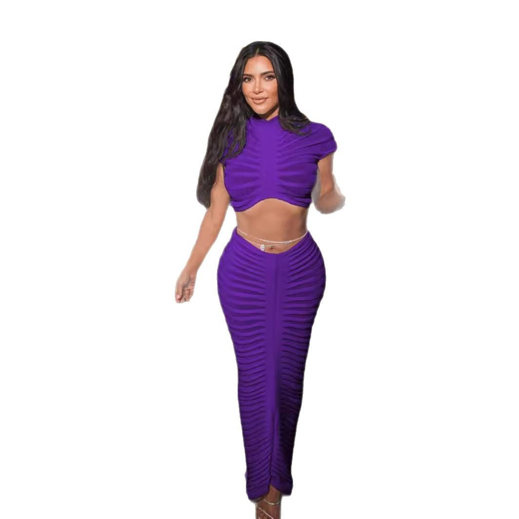 Damen Figurbetontes Kleid mit stylishem Rippendesign Drune