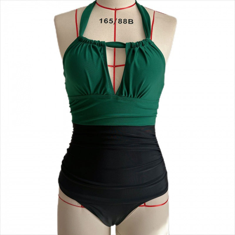 Damen Einteiler Badeanzug mit floralen Cut-Outs und elegantem Wickelrock Drune