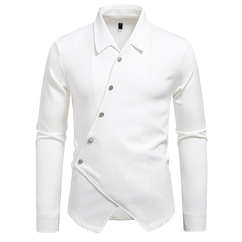 Herren modisches Langarmhemd mit asymmetrischem Knopfdesign Drune