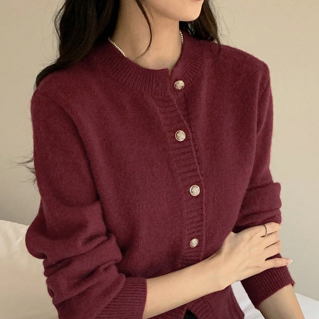 Damen kuschelige Strickjacke mit dekorativen Knöpfen und bequemer Passform Drune