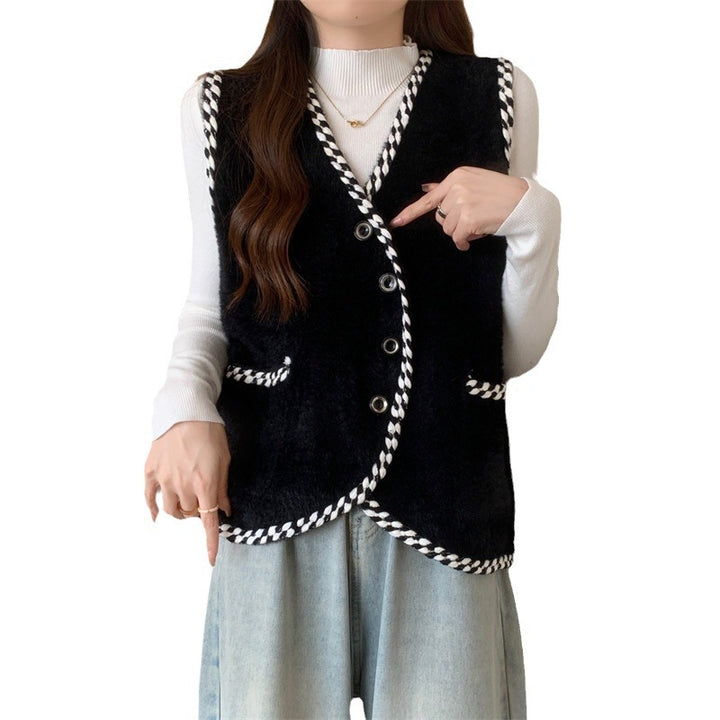 Damen Weste mit geflochtenen Akzenten und Knopfdetails Drune