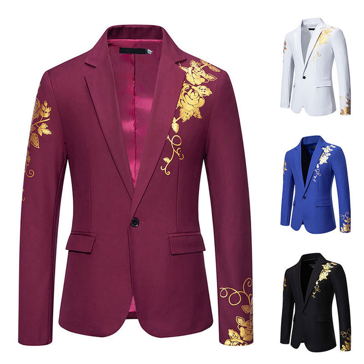 Herren nan eleganter taillierter Smoking-Blazer mit floraler Verzierung Drune