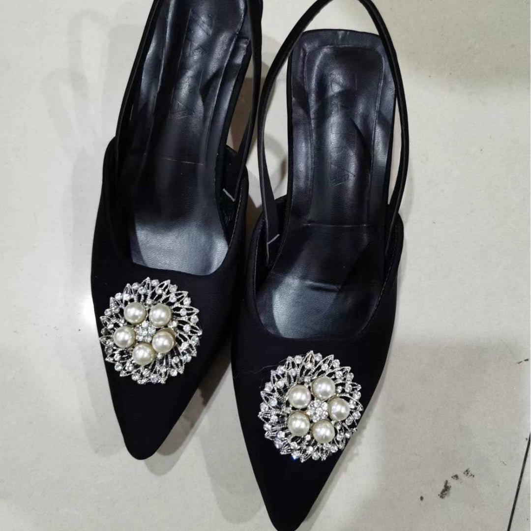 Damen Sling-Pumps mit eleganter Brosche Drune
