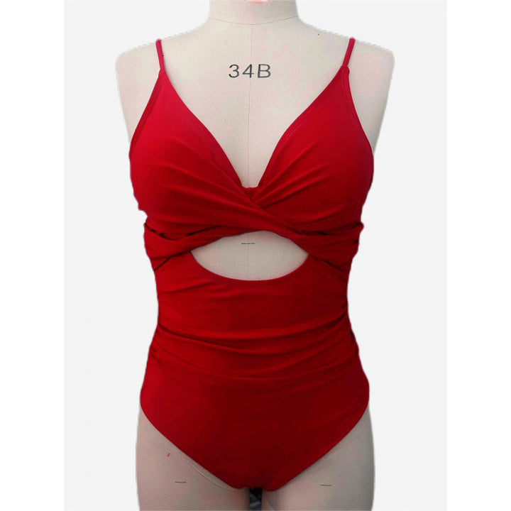 Damen Einteiler Badeanzug mit modernem Wickeldetail und verstellbaren Trägern Drune