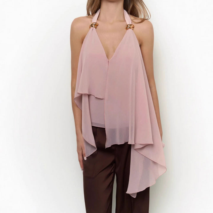 Damen Chiffonoberteil mit asymmetrischem Schnitt und Glanzdetails Drune