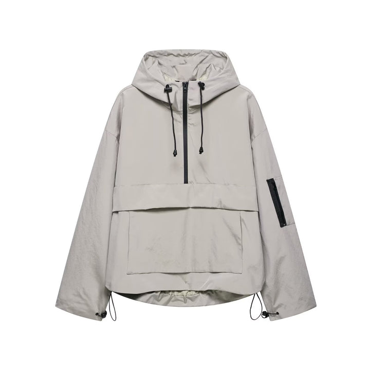 Femme Leichte Kapuzen-Utility-Jacke mit verstellbaren Kordeln Drune