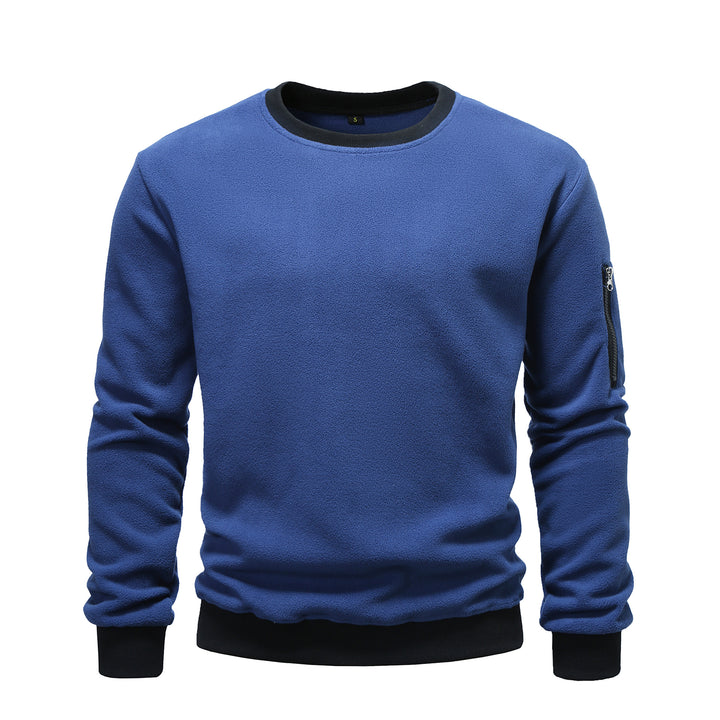 Herren nan Fleece-Sweatshirt mit Rundhalsausschnitt und Ärmeltasche mit Reißverschluss Drune