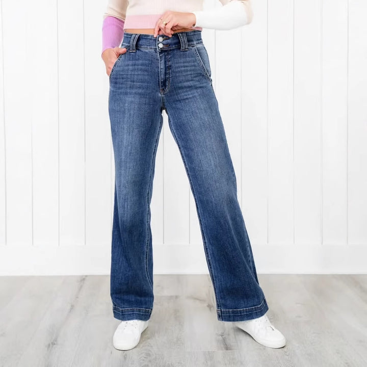 Damen Weite High-Waist Jeans mit komfortablem Schnitt Drune