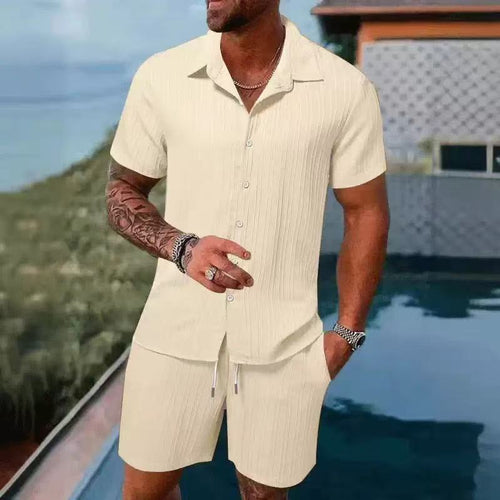 Herren atmungsaktives Sport-Set mit Kurzarm-Hemd und Shorts Drune