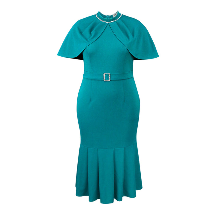 Damen elegantes Abendkleid mit schickem Cape und figurbetonter Silhouette Drune