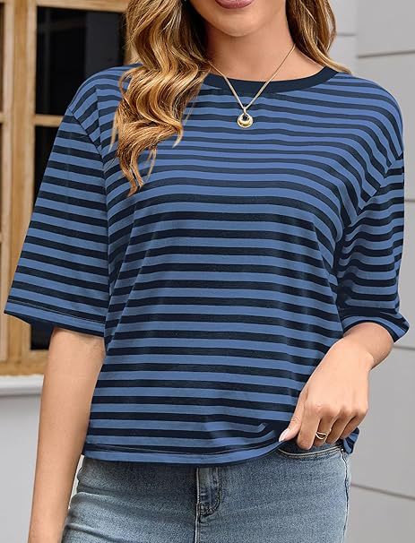 Damen lässiges Streifen-T-Shirt Drune