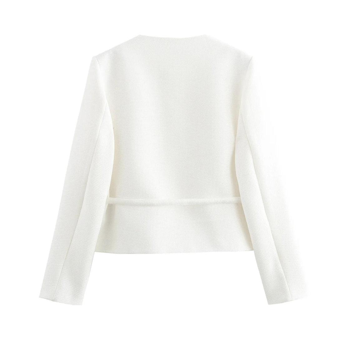 Damen stylistische Übergangsjacke mit Knopfdetails und Bindeband Drune