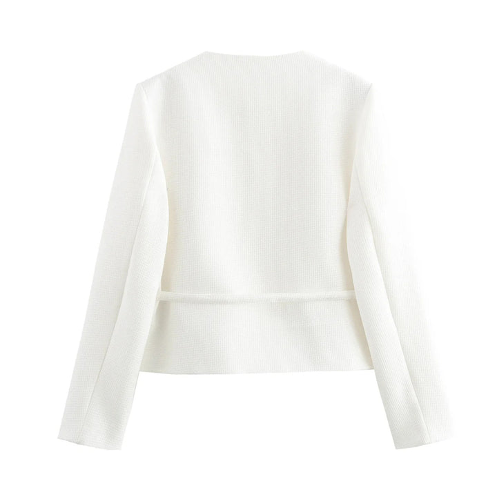Damen stylistische Übergangsjacke mit Knopfdetails und Bindeband Drune