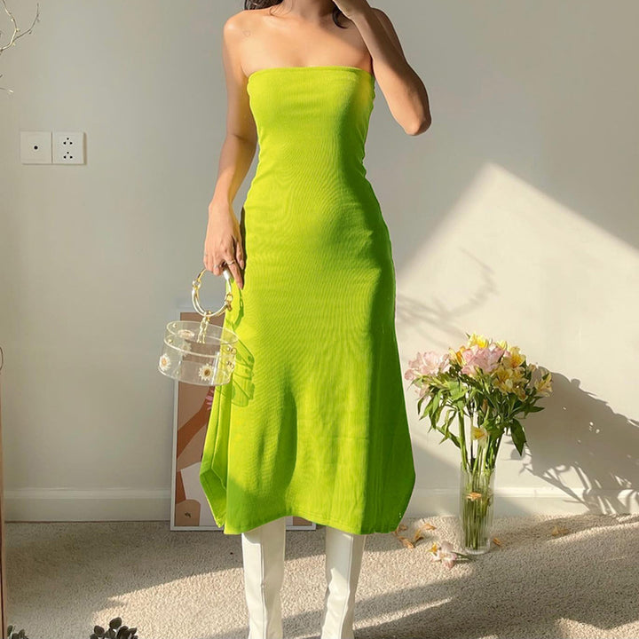 Damen Maxikleid mit schulterfreiem Design und figurschmeichelnder Passform Drune