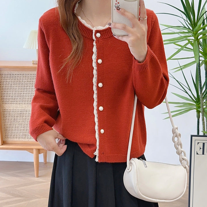 Damen feiner Strickcardigan mit dekorativem Knopfverschluss und sanften Rippstrukturen Drune