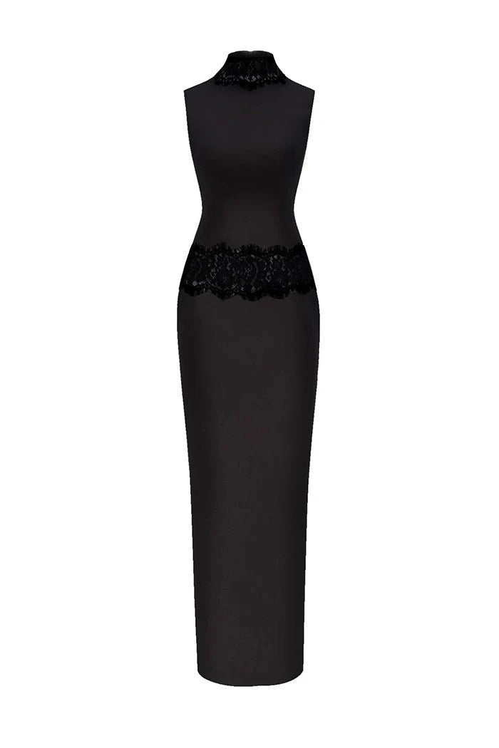 Damen Elegantes und figurbetontes Abendkleid mit Spitzenakzenten Drune