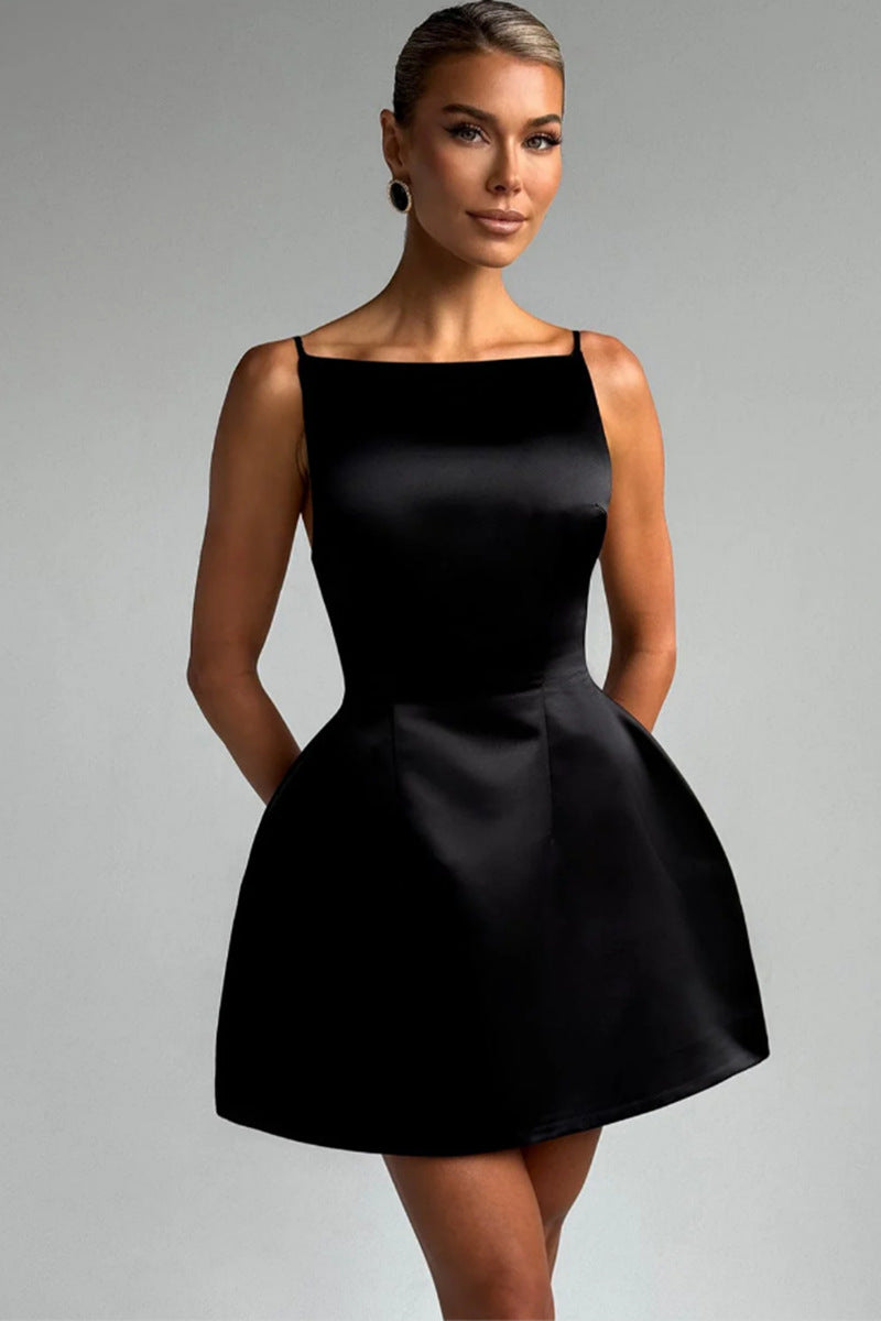 Damen Figurbetontes Cocktailkleid mit elegantem Ausschnitt und schwingendem Rock Drune