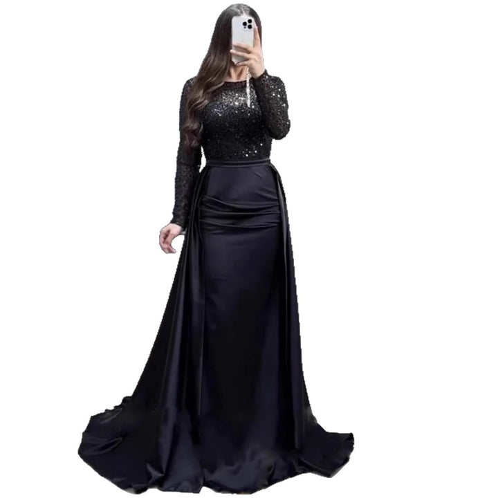 Damen Elegantes Abendkleid mit glitzerndem Oberteil und fließendem Rock Drune