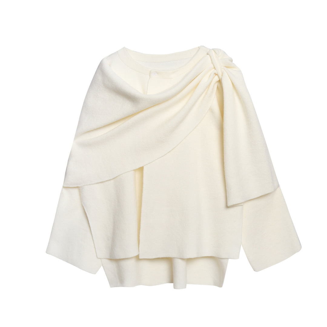 Damen gemütlicher Strickponcho mit raffinierten Drapierungen Drune