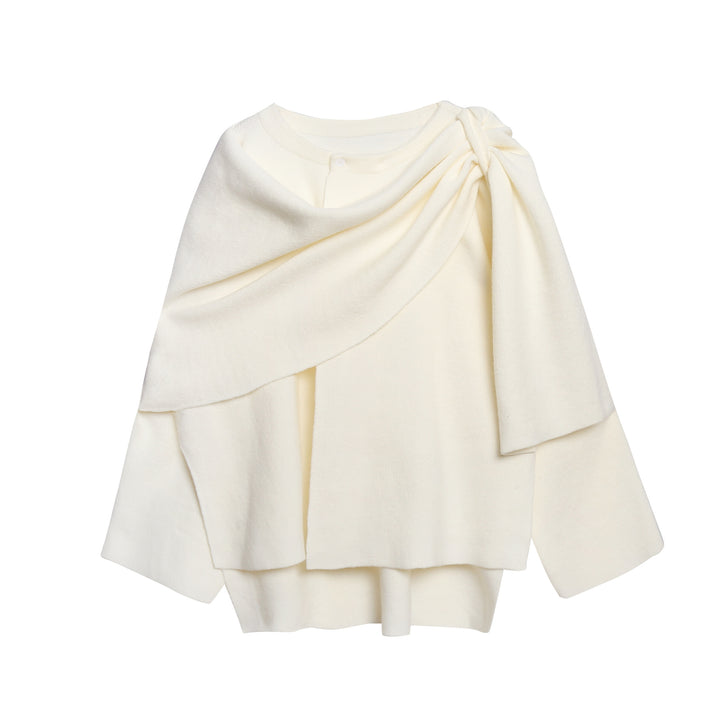 Damen gemütlicher Strickponcho mit raffinierten Drapierungen Drune
