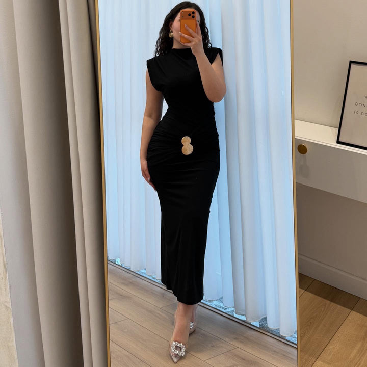 Damen Maxikleid mit raffiniertem Wickeleffekt und schmalem Schnitt Drune