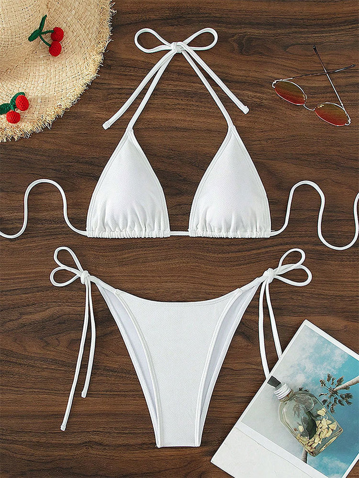 Damen Triangel-Bikini mit verstellbaren Bindebändern und hoher Beinausschnitt Drune