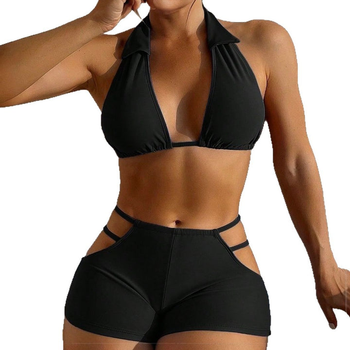 Damen Halter-Bikini-Set mit Hochbund-Shorts Drune