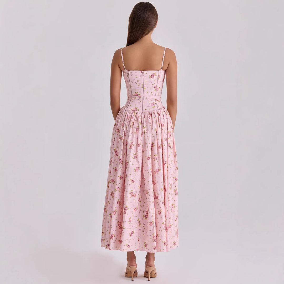 Damen Blumiges Midi-Kleid mit raffiniertem Schnitt Drune