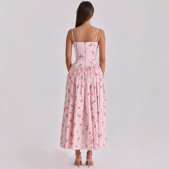 Damen Blumiges Midi-Kleid mit raffiniertem Schnitt Drune