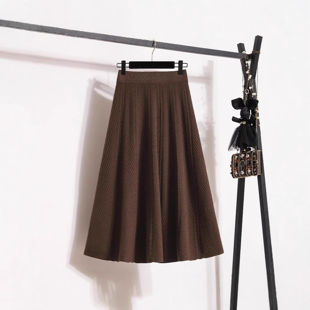 Damen Plissierter Midirock mit elastischem Bund und feiner Struktur Drune