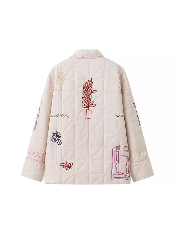 Damen Steppjacke mit kreativem Stickdesign Drune
