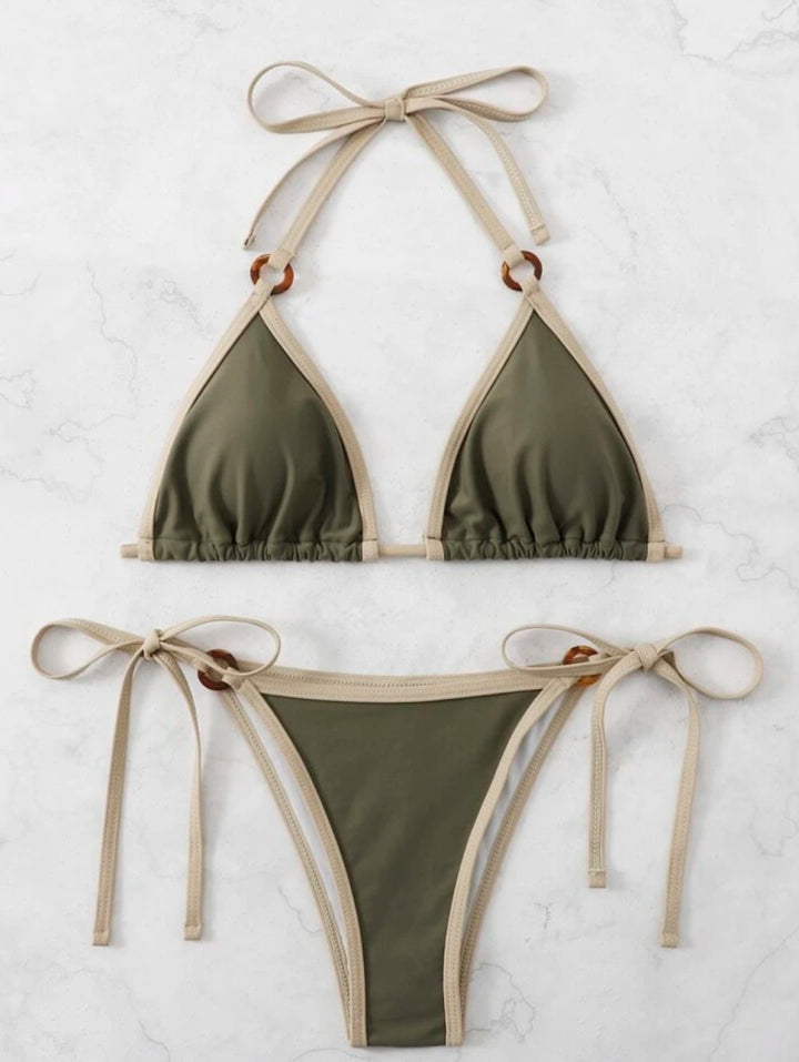 Damen Triangel-Bikini mit verstellbaren Bändern und eleganten Akzenten Drune