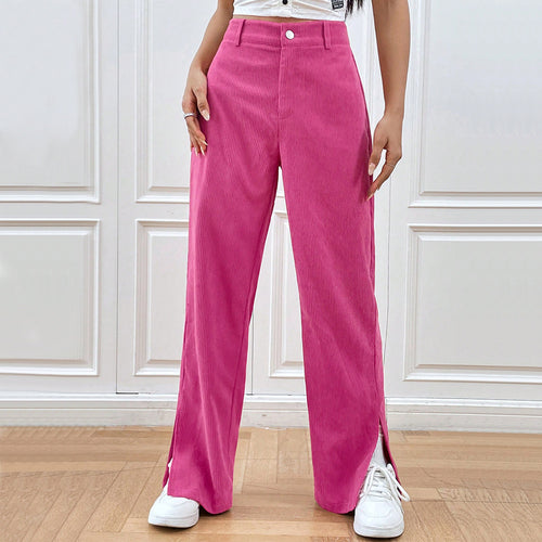 Damen weite Cordhose mit elegantem Schlitz Drune