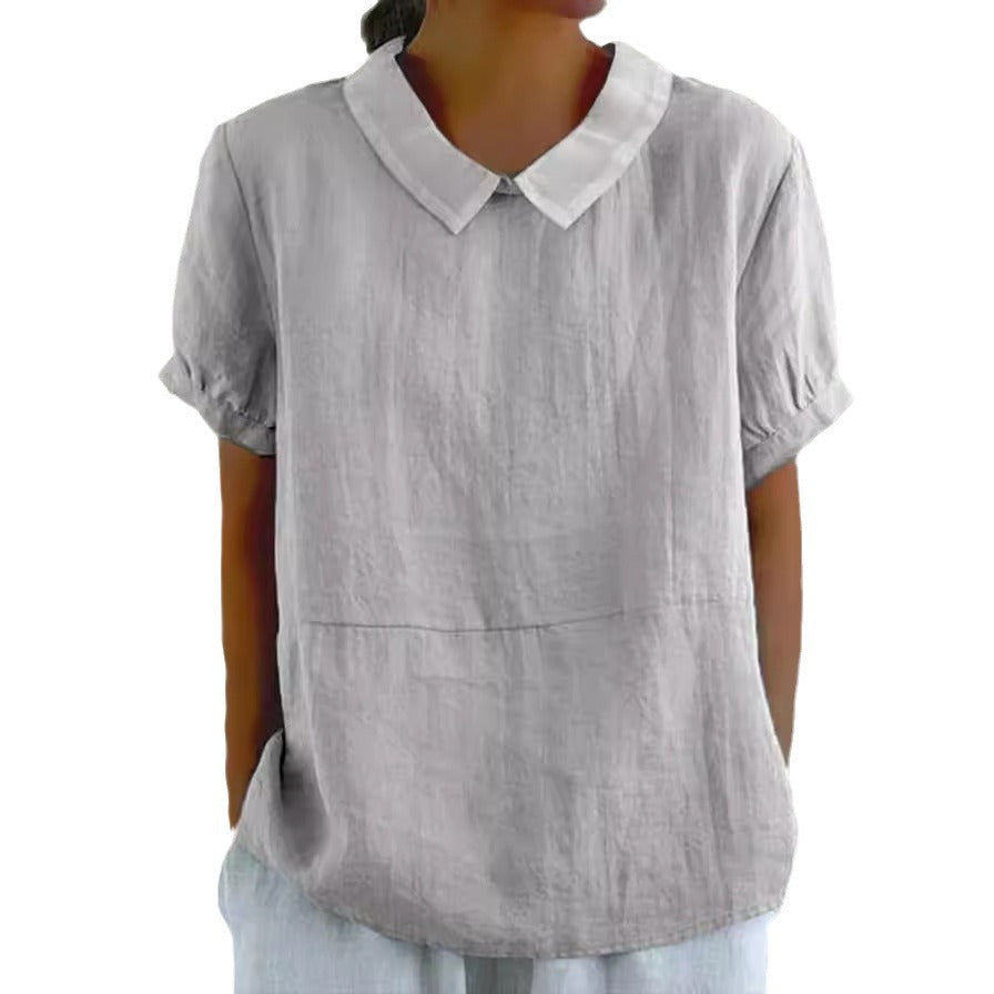Damen Bluse mit klassischem Kragen und Kurzarm Drune