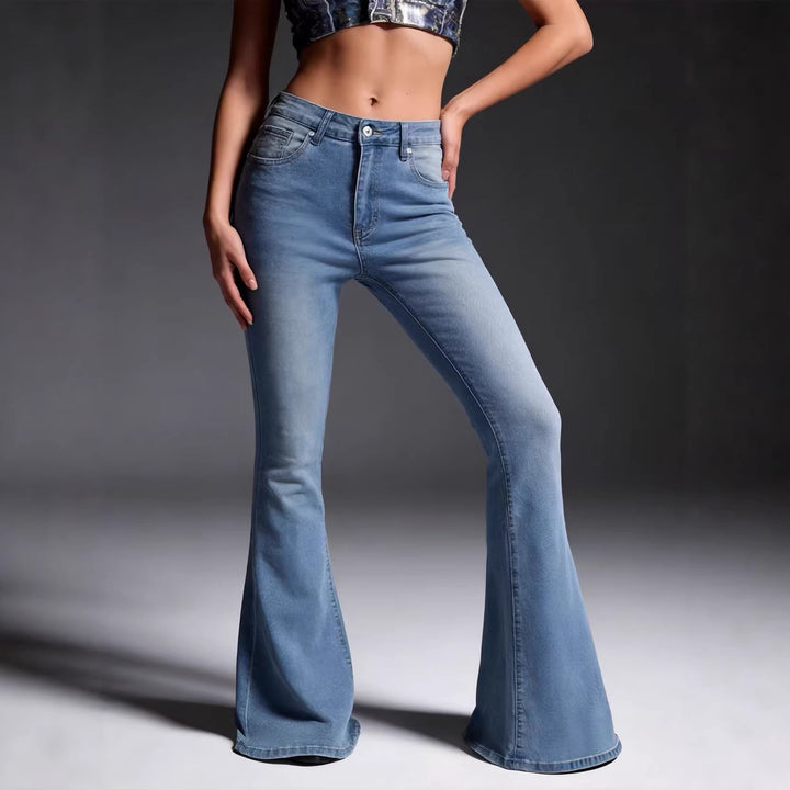 Damen Bootcut Jeans mit hohem Bund und trendiger Waschung Drune
