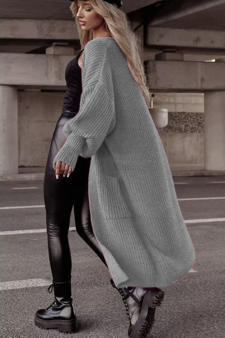 Damen Grober Strickmantel mit praktischen Taschen und lässigem Schnitt Drune