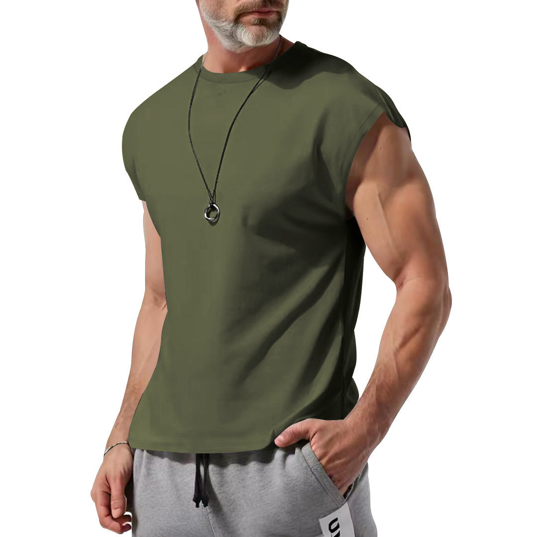 Herren nan athletisches abgeschnittenes Tanktop mit breiten Armöffnungen und Rundhalsausschnitt Drune