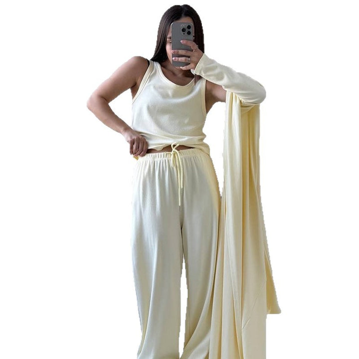 Damen Loungewear-Kombination mit weitem Schnitt und cropped Oberteil Drune