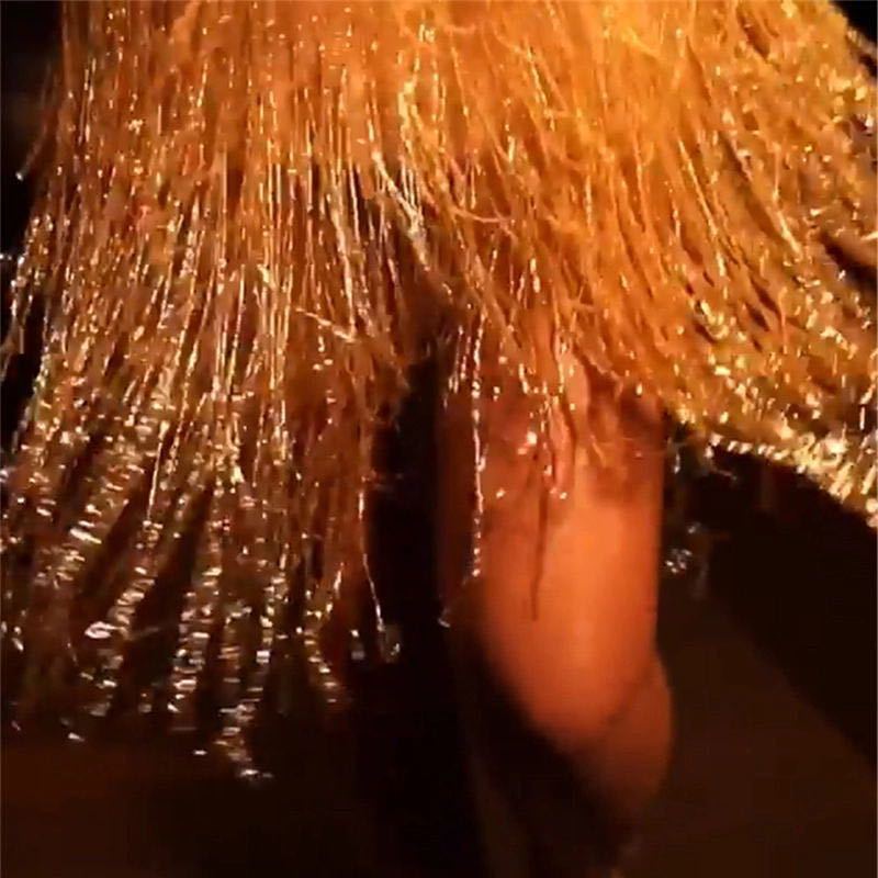 Damen Fransen-Cocktailkleid mit glänzenden Pailletten und V-Ausschnitt Drune