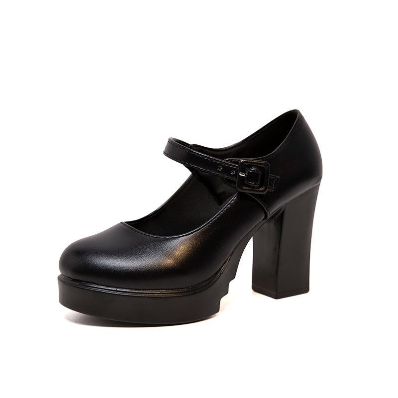 Damen elegante Mary Jane Pumps mit dekorativem Riemen und komfortablem Blockabsatz Drune