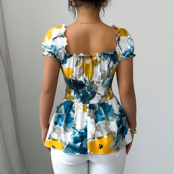 Damen elegantes Oberteil mit Rüschendetails und figurbetontem Schnitt Drune
