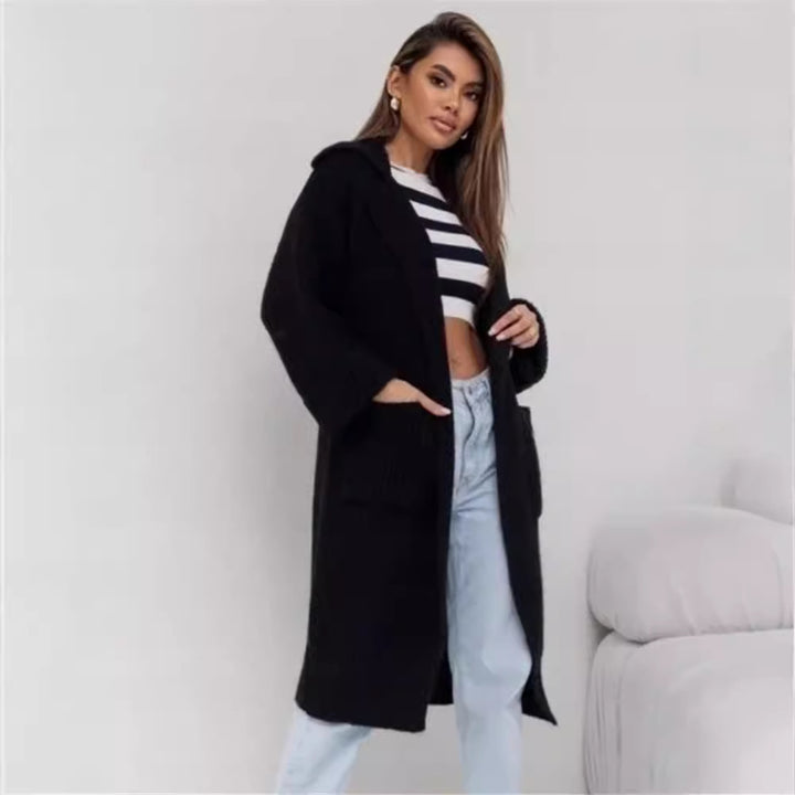 Damen Langstrickjacke mit großem Kragen und praktischen Taschen Drune