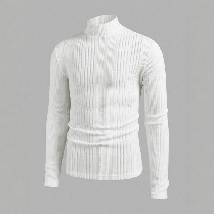 Herren Strickpullover mit hohem Kragen und Rippstruktur Drune